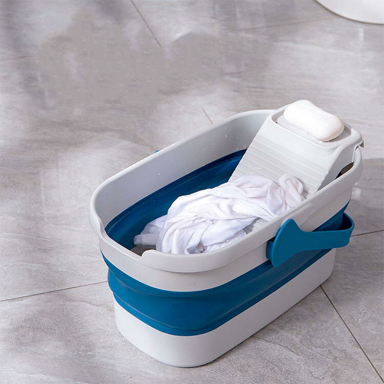 バケツ 折りたたみバケツ つけ置き洗いバケツ 洗濯板付き 洗濯用品 つけ置き たら...