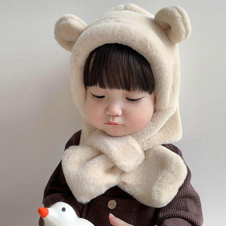 ベビー 帽子 マフラー 冬 男の子 女の子 フードウォーマー ふわふわ 6ヶ月 1歳 2歳...