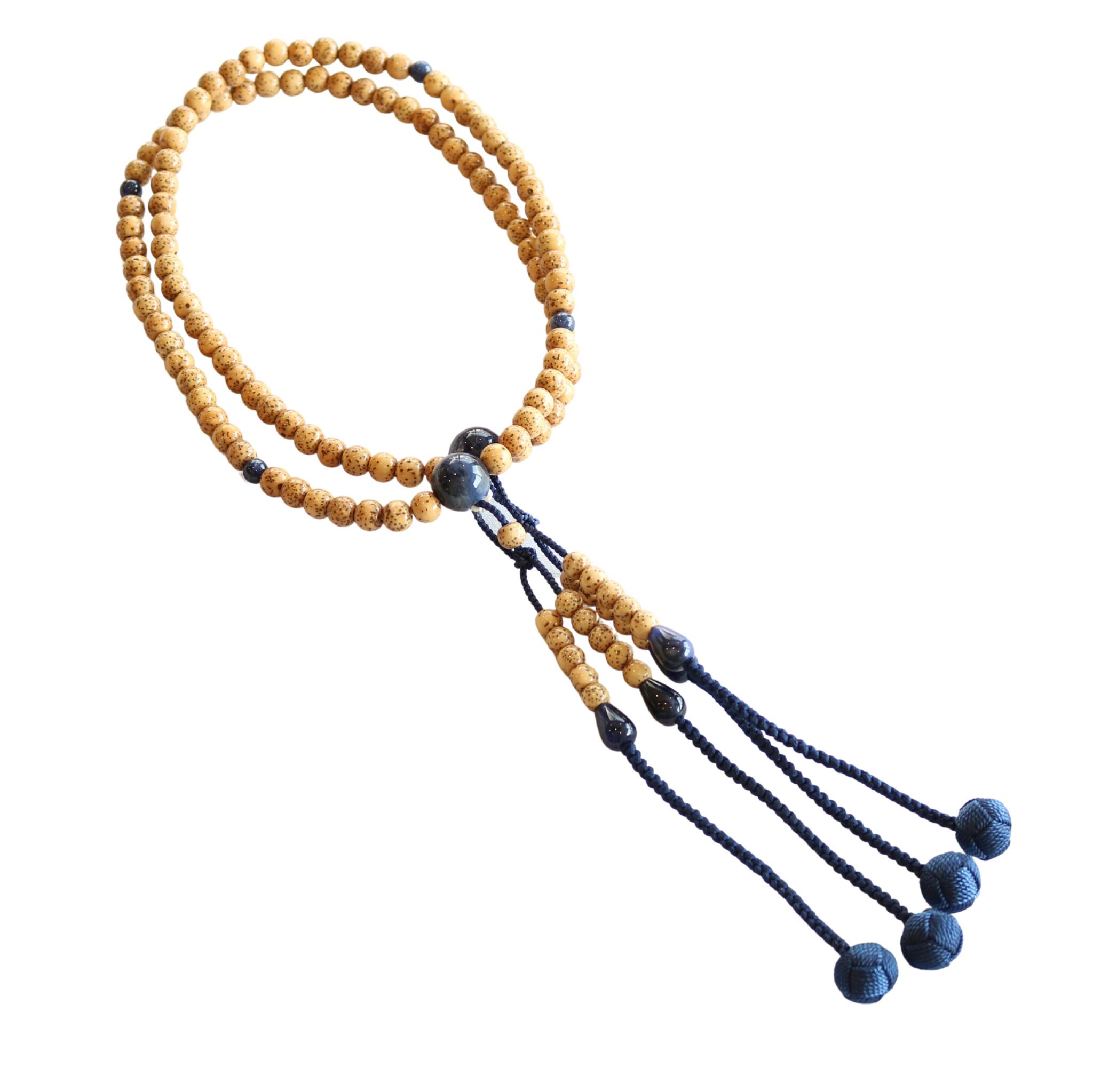 念珠 数珠 星月菩提樹　ソーダライト仕立　尺二寸108玉 菩提樹 本式 天然石 パワーストーン お遍路用品 お遍路グッズ