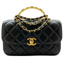 【中古】CHANEL シャネル マトラッセ トップハンドル スモール ラムスキン ブラック ゴールド金具 黒 2WAYショルダーバッグ チェーンバッグ ハンドバッグ CCロゴ 羊革 斜め掛け 女性用 レディース【ブランドギャラリー東心斎橋店】