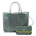 【新品】GOYARD ゴヤール サンルイPM PVC グリーン 緑 トートバッグ ショルダーバッグ 肩掛け 鞄 メンズ レディース ユニセックス コーティングキャンバス レザー ポーチ付き 通勤 通学【ブランドギャラリー東心斎橋店】