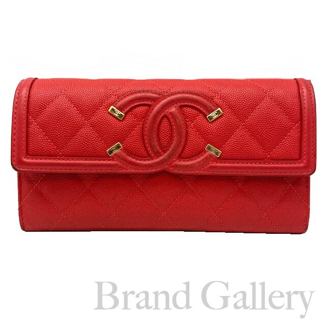 【中古】CHANEL　シャネル　フィリグリー　長財布　キャビアスキン　レッド　ウォレット【ブランドギャラリー駒川店】のサムネイル