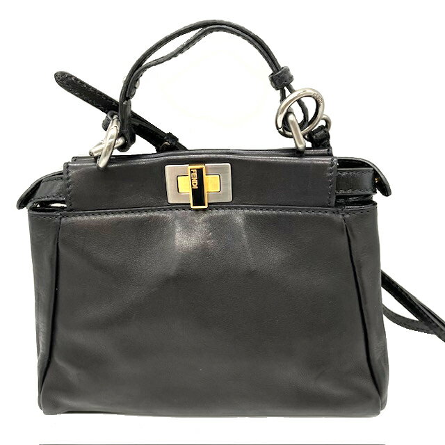 【中古】FENDI　フェンディ　ミニピーカブー　レザー　ブラック　8BN227　ショルダーバッグ　2wayバッグ　ハンドバッグ【ブランドギャラリー駒川店】