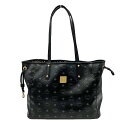 【中古】MCM エムシーエム トートバッグ レザー ブラック ※ポーチ欠品【ブランドギャラリー駒川店】