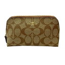 【新品同様】COACH コーチ ポーチ ベージュ F53385 シグネチャー コスメポーチ 化粧ポーチ レディース【ブランドギャラリー駒川店】