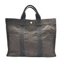 【中古】HERMES エルメス エールライン トートMM グレー トートバッグ 男女兼用 メンズ レディース ナイロン【ブランドギャラリー千林店】