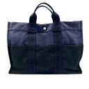 【中古】HERMES エルメス フールトゥMM キャンバス ツートン ネイビー ブラック トートバッグ メンズ レディース【ブランドギャラリー千林店】(4)