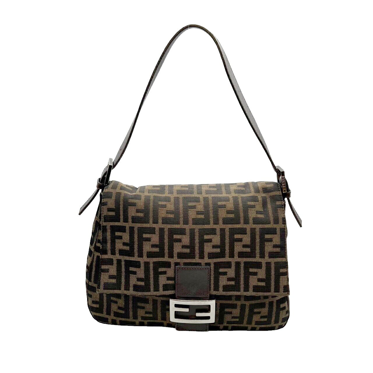 【中古】FENDI フェンディ マンマバゲット セミショルダーバッグ ズッカ レディース ワンショルダー 肩掛け ショート 茶色 キャンバス レザー ズッカ柄 2354 26325 018【ブランドギャラリー千林店】