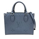 【中古】ルイ ヴィトン LOUIS VUITTON オンザゴーPM M58956 RFID ICチップ ショルダーバッグ ハンドバッグ フライトモード シルバー金具 モノグラム アンプラント レディース メタリックブルー【ブランドギャラリー心斎橋店】