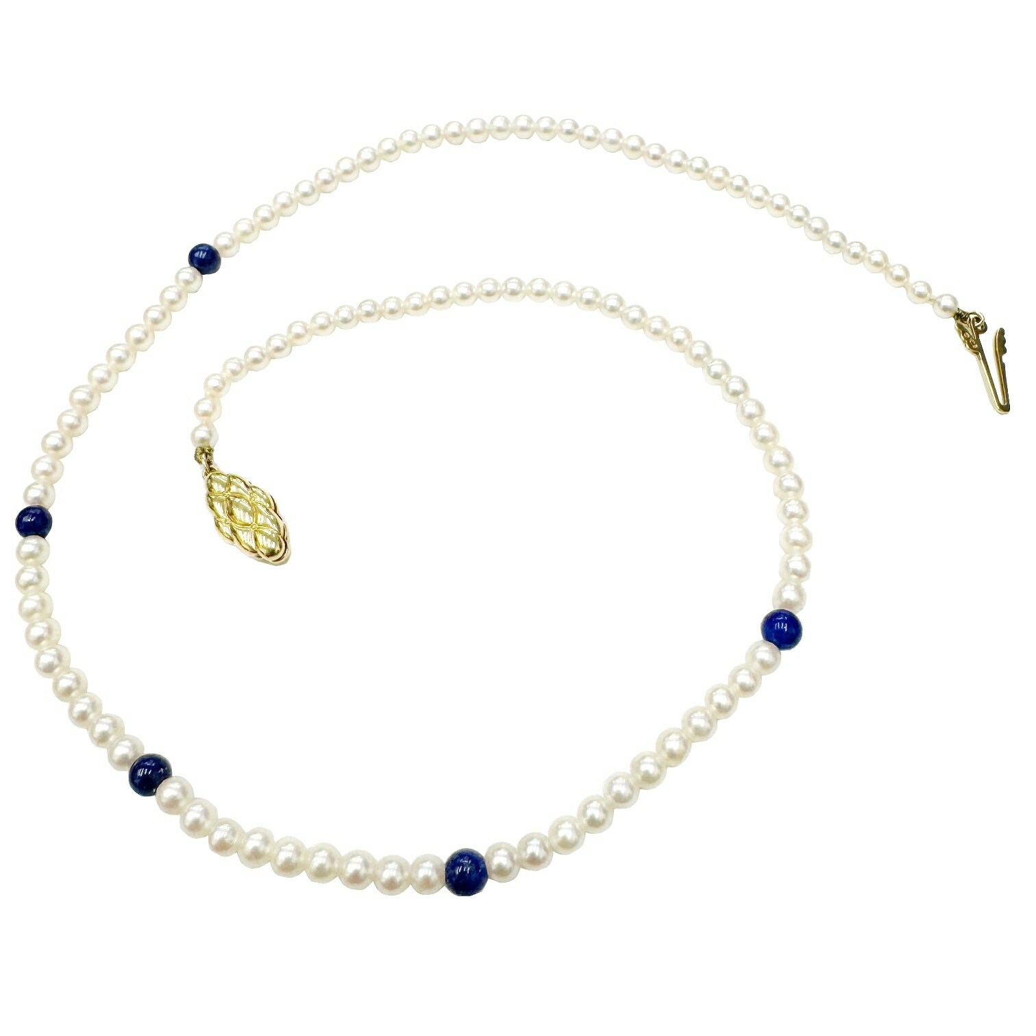 【中古】MIKIMOTO ミキモト 御木本 ベビー アコヤパール ネックレス ベビーパール K18YG ラピスラズリ 3-3.5mm 8.1g レディース【ブランドギャラリー心斎橋店】のサムネイル