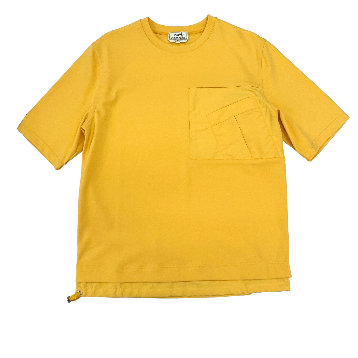 エルメス 【新品】HERMES エルメス Tシャツ Poche en cavale 胸ポケット コットン サイズXS 半袖 半袖Tシャツ イエロー メンズ 23SS【ブランドギャラリー心斎橋店】