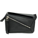 【中古】LOEWE ロエベ パズルバッグ パズル バムバッグ スモール ウエストバッグ カーフスキン ブラック メンズ アナグラムロゴ レディース ユニセックス...