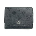 【中古】LOUIS VUITTON ルイ ヴィトン ポルトフォイユ・イリス マヒナ ノワール M62540 TN0221 ブラック 二つ折り財布 パンチング レ...