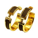 【中古】HERMES エルメス オランプ エプソン エトゥープ ゴールド金具 ピアス レディース アクセサリー ショップカード 2023年 人気 お洒落 美品【...