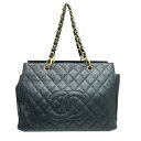 【中古】CHANEL シャネル チェーントート キャビアスキン ブラック ゴールド金具 6番台 2001年 チェーントートバッグ GD金具 ココマーク レディース お洒落 人気 【ブランドギャラリー心斎橋店】