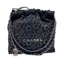 【中古】CHANEL シャネル 22 スモール ショルダー AS3260 AS3260 デニム ブラック フラワー シルバー金具 チェーンショルダー メダルチャーム ショルダーバッグ 人気 レディース お洒落 【ブランドギャラリー心斎橋店】