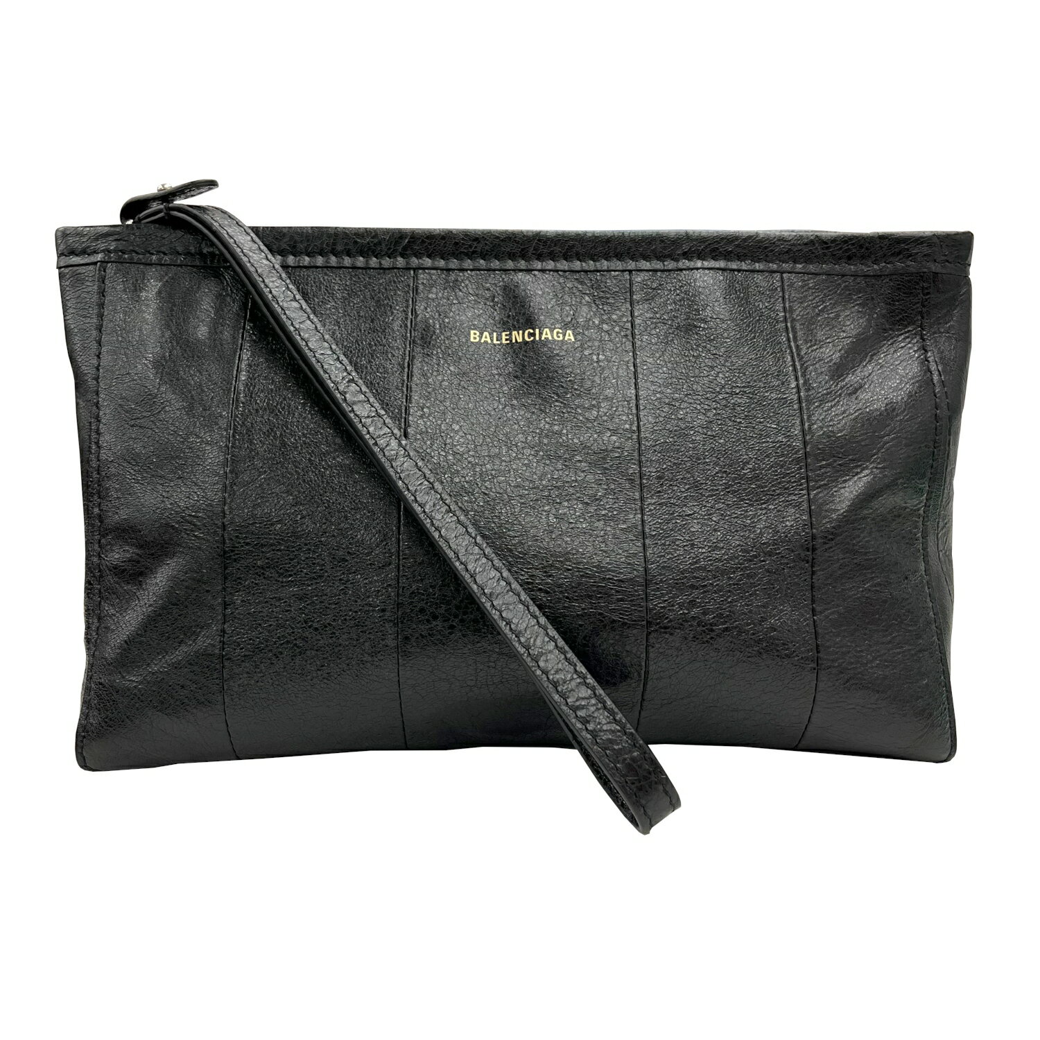 【中古】BALENCIAGA バレンシアガ 672984 クラッチバッグ セカンドバッグ ブラック レザー メンズ お洒..