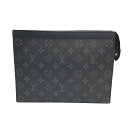 【中古】LOUIS VUITTON ルイヴィトン ポシェット・ヴォワヤージュMM モノグラム・エクリプス M61692 RFID ブラック グレー シルバー金具 クラッチバッグ セカンドバッグ メンズ お洒落 カジュアル デイリー 【ブランドギャラリー心斎橋店】