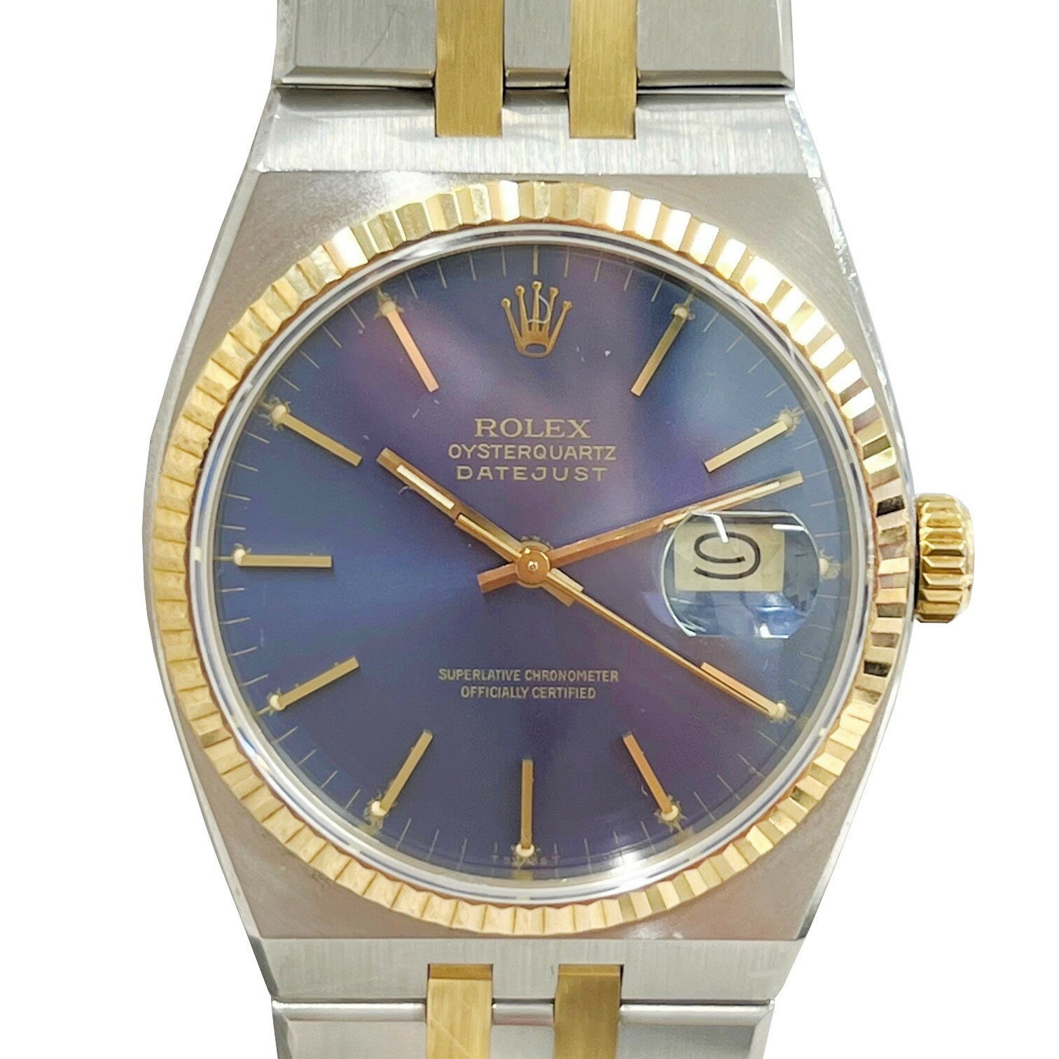 【中古】ロレックス ROLEX オイスタークオーツ デイトジャスト 17013 9番台 1985~1986年頃製造 ブルー メンズ 腕時計 青文字盤 ブルー文字盤 コンビ ゴールド ステンレス K18YG SS【ブランドギャラリー心斎橋店】