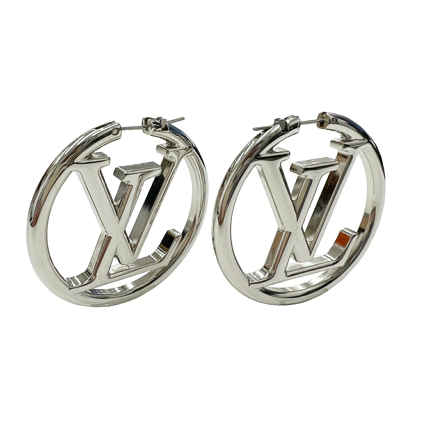 【中古】LOUIS VUITTON ルイヴィトン ブックル ドレイユ・フープ・ルイーズ ピアス イヤリング ロゴ M80136 LE3272 レディース シルバー アクセサリー【ブランドギャラリー心斎橋店】のサムネイル