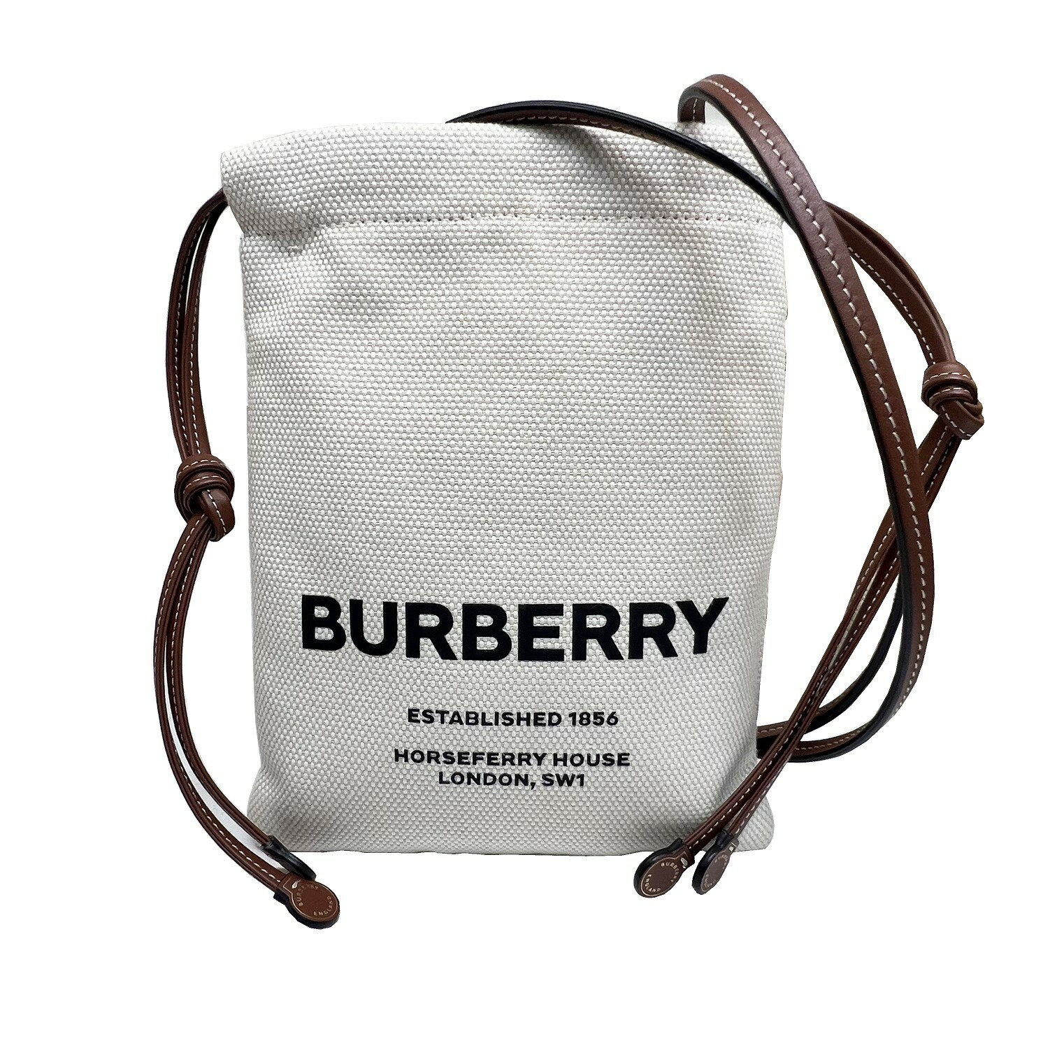 【中古】BURBERRY バーバリー ロゴグラフィック ミニ ショルダーバッグ ポーチ キャンバス ベージュメンズ レディース【ブランドギャラリー心斎橋店】