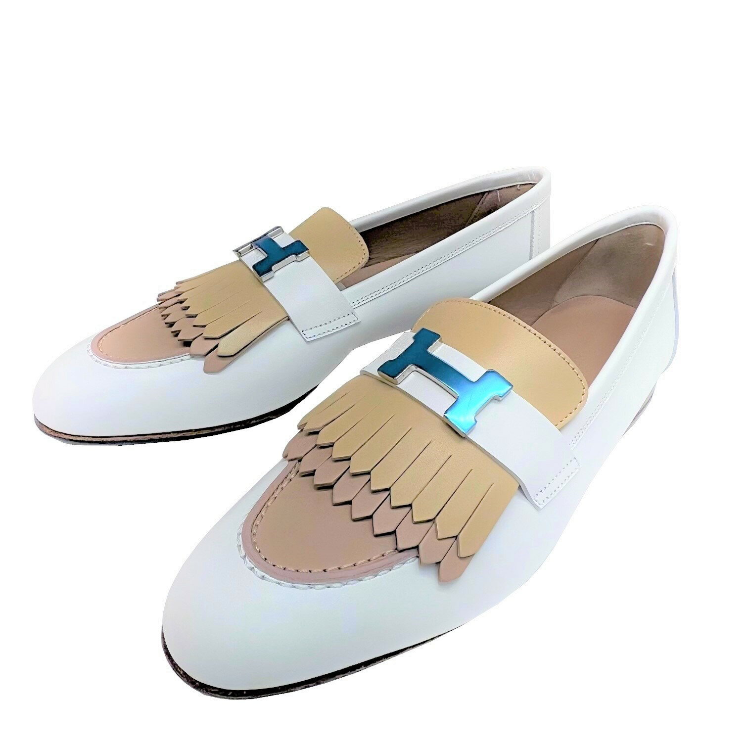 【新品】HERMES エルメス ロワイヤル モカシン 38 マルチカラー ホワイト 白 シューズ H181070Z BN355 レディース【ブランドギャラリー心斎橋店】のサムネイル