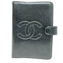 【中古】シャネル CHANEL CCロゴ ココマーク キャビアスキン アジェンダ 手帳カバー システム手帳 メンズ レディース 黒　ブラック　ゴールド金具　5番台【ブランドギャラリー心斎橋店】