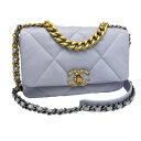 【中古】シャネル CHANEL 19 スモール フラップバッグ ハンドバッグ チェーンショルダー ショルダーバッグ フラップ レザー レディース ライトパープル アンティーク金具 ランダム番【ブランドギャラリー心斎橋店】