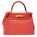 【中古】エルメス HERMES ケリー28 内縫い トゴ 2WAYショルダー T刻 2015年製造 ルージュピヴォワンヌ ハンドバッグ ショルダーバッグ ルージ...