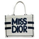 【中古】Christian Dior クリスチャンディオール ブックトート ミディアム Miss Dior Graffiti ミスディオール ホワイト 白 トー...