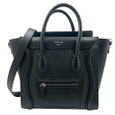 【中古】CELINE セリーヌ ラゲージ ナノショッパー 168243 レザー ブラック 黒 ハンドバッグ 2way ショルダー カバン 鞄 斜め掛け レディース 通勤 通学【ブランドギャラリー東心斎橋店】