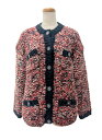 【中古】CHANEL シャネル カーディガン シルク カシミヤ 赤 青 #36 モコモコ ココマーク ボタン レッド ブルー キラキラ トップス 羽織り レディ...
