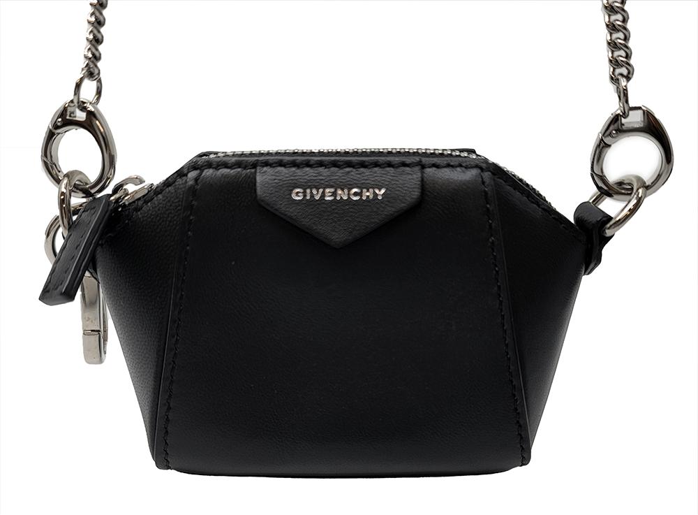 【中古】GIVENCHY ジバンシー BB60D7B0XN ANTIGONA BABY BAG レザー ベイビー アンティゴナ エアーポッズケース フック付き ショルダーバッグ アクセサリーバッグ マイクロバッグ ミニバッグ　コインケース　黒【ブランドギャラリー東心斎橋店】