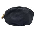 【中古】GUCCI　グッチ　ポーチ　ブラック　246175　シルバー金具　バンブー化粧ポーチ　レザー　レディース　メンズ　ユニセックス【ブランドギャラリー東心斎橋店】