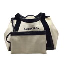 【中古】BALENCIAGA　バレンシアガ　ネイビーカバス　339933　ベージュ　ブラック　キャンバス　ハンドバッグ　バッグ　カバン　鞄　レディース　メンズ　ユニセックス【ブランドギャラリー東心斎橋店】