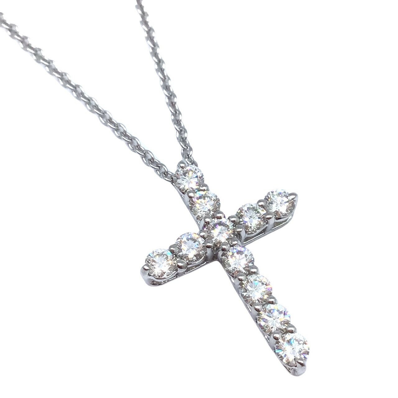 クロスネックレス 【新品同様】Tiffany & Co.　ティファニー　スモールクロスネックレス　PT950　プラチナ　ネックレス　クロス　ダイヤモンド　首飾り　十字架　アクセサリー　小物　レディース　メンズ　ユニセックス【ブランドギャラリー東心斎橋店】