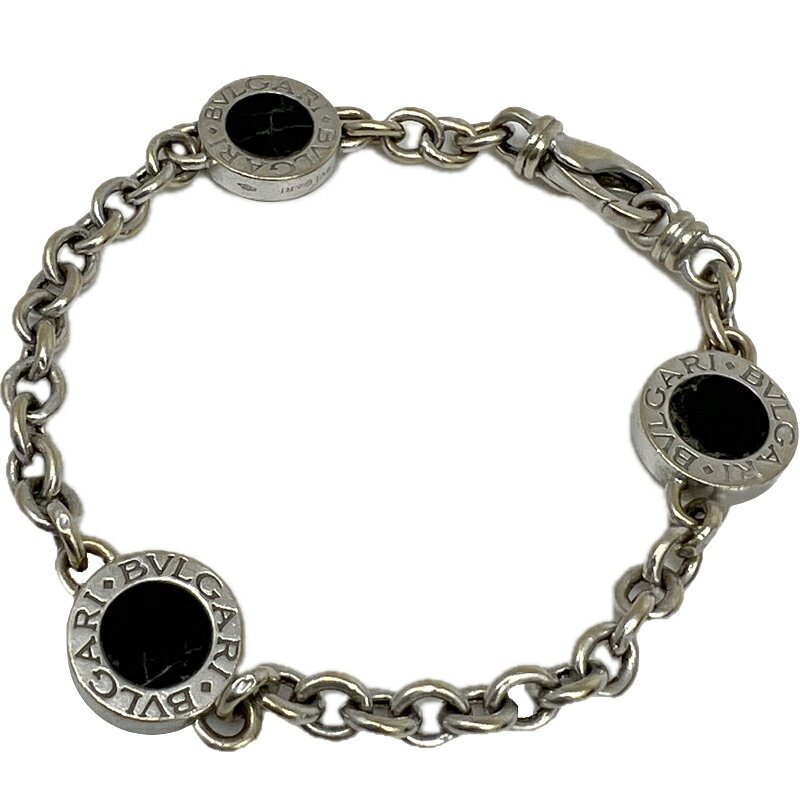 【中古】BVLGARI　ブルガリ　ブルガリブルガリ　オニキス　ブレスレット　K18WG　ホワイトゴールド　腕輪　アクセサリー　ジュエリー　宝飾品　小物　アクセ　レディース　メンズ　ユニセックス【ブランドギャラリー東心斎橋店】のサムネイル