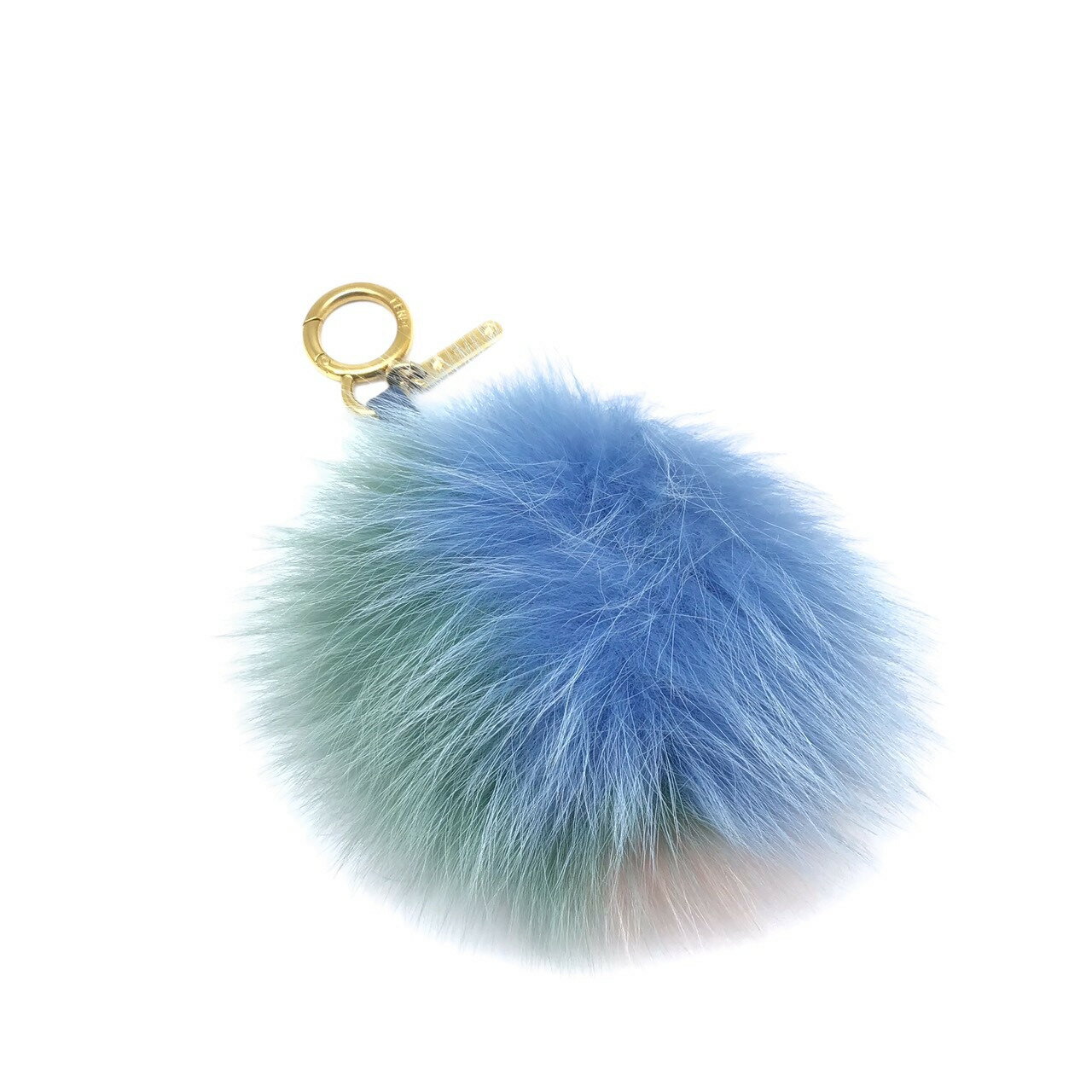 【中古】FENDI　フェンディ　ポンポンチャーム　ピンク　グリーン　ブルー　ゴールド金具　チャーム　ポンポン　アクセサリー　バッグ..