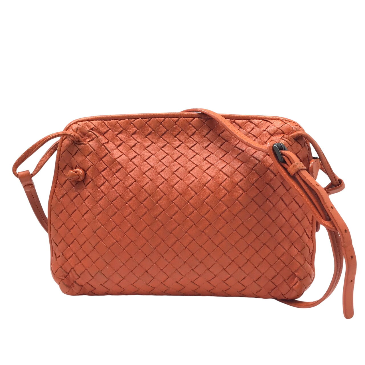 【中古】BOTTEGA VENETA　ボッテガヴェネタ　イントレチャート　ショルダーバッグ　オレンジ　レザーバッグ　レザー　斜め掛け　肩掛け　ショルダー　バッグ　カバン　鞄　レディース　メンズ　ユニセックス【ブランドギャラリー東心斎橋店】