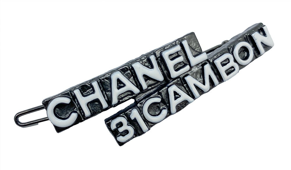 【未使用品】CHANEL シャネル　ヘアクリップ　バレッタ　31CAMBON　メタル　ホワイト　ブラック　ロゴ..