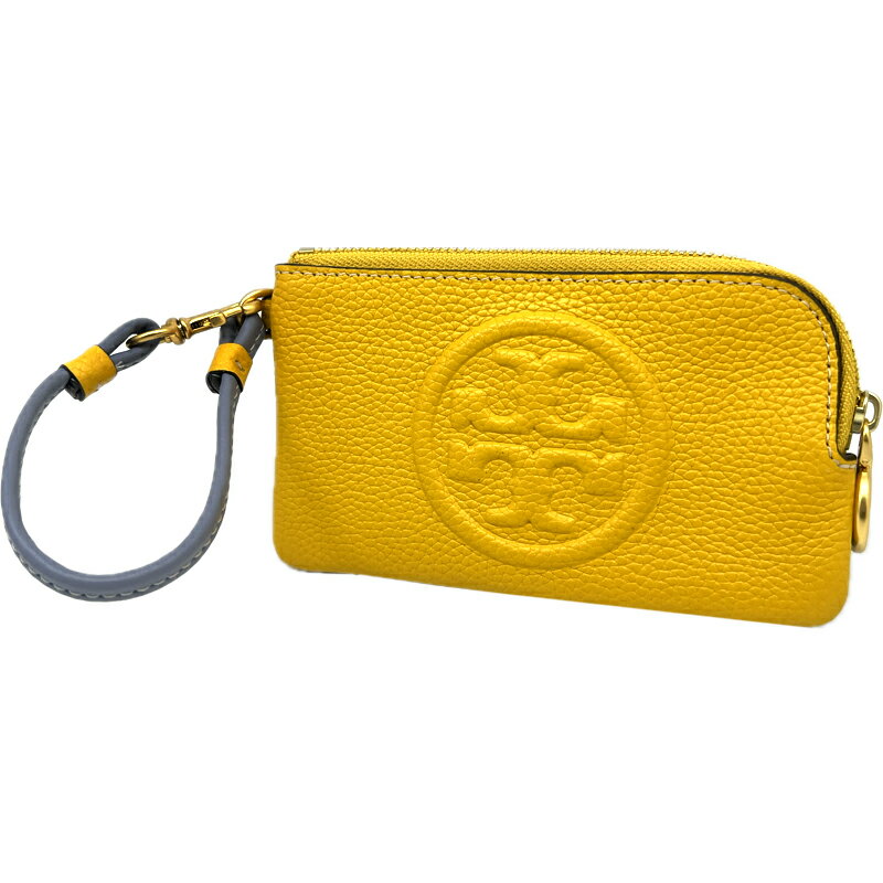 TORY BURCH トリーバーチ 小銭入れ カードケース コインケース レザー　黄色　ブルー系　ゴールド金具 レディース