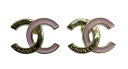 【新品同様】CHANEL シャネル ココマークピアス I24B ゴールド ピンク CCロゴ ピアス 耳飾り パーティ アクセサリー 小物 レディース メンズ ユ...