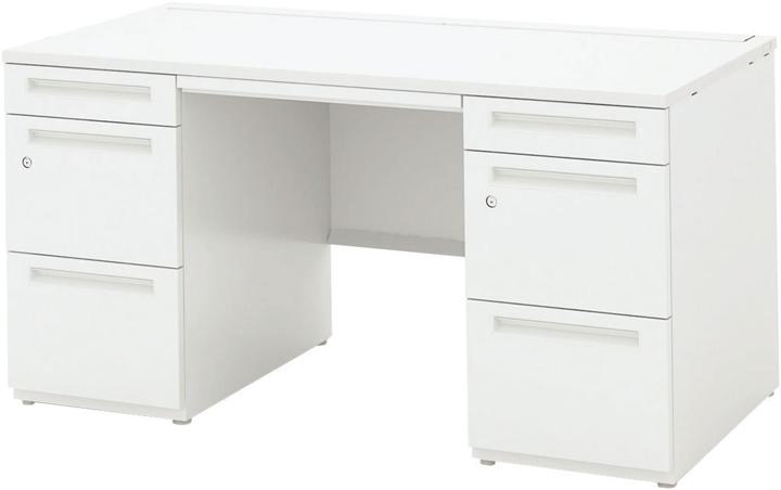ウチダ 両袖デスク 5-110-113 【ケースウェイ】【シリンダー錠】【A4-3段×A4-3段（ロング引出し）】【幅1600×奥行700×高さ720mm】【本体：オフホワイト】【天板：4色】