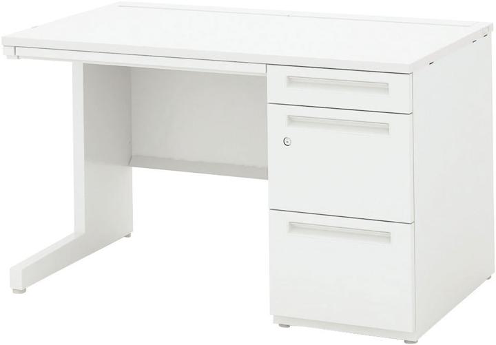 ウチダ 片袖デスク 5-110-228 【ケースウェイ】【シリンダー錠】【A4-3段（ロング引出し）】【幅1400×奥行700×高さ720mm】【本体：オフホワイト】【天板：4色】