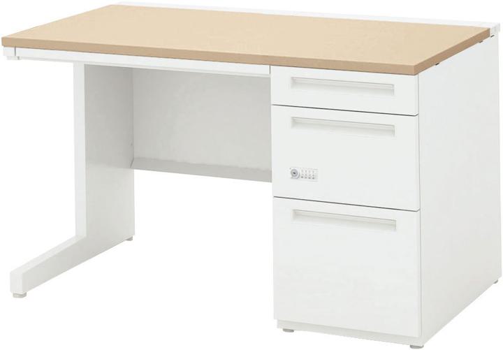 ウチダ 片袖デスク 5-110-602 【ケースウェイ】【ダイヤル錠】【B4-3段(標準引出し)】【幅1000×奥行600×高さ720mm】【本体:オフホワイト】【天板:4色】 [2]