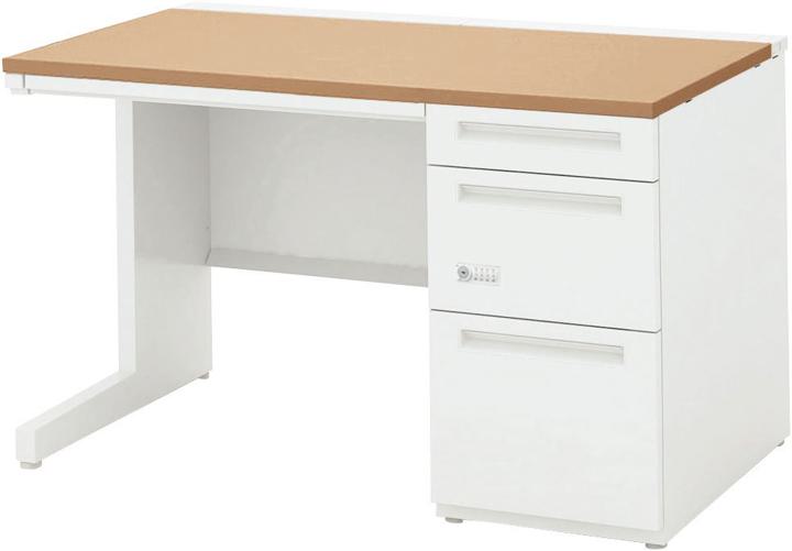 ウチダ 片袖デスク 5-110-602 【ケースウェイ】【ダイヤル錠】【B4-3段(標準引出し)】【幅1000×奥行600×高さ720mm】【本体:オフホワイト】【天板:4色】 [3]