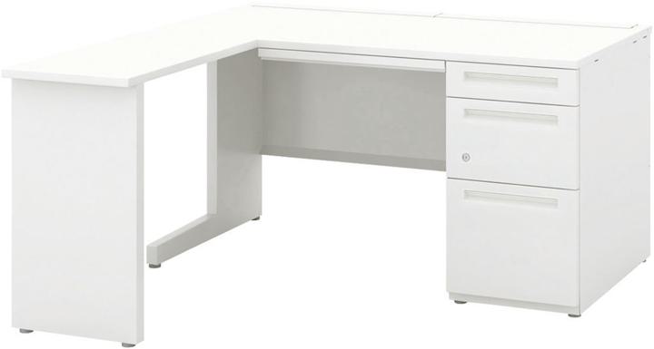 ウチダ L型片袖デスク 5-111-154 【ケースウェイ】【シリンダー錠】【B4-3段（標準引出し）】【幅1600×奥行1300×高さ720mm】【本体：オフホワイト】【天板：4色】