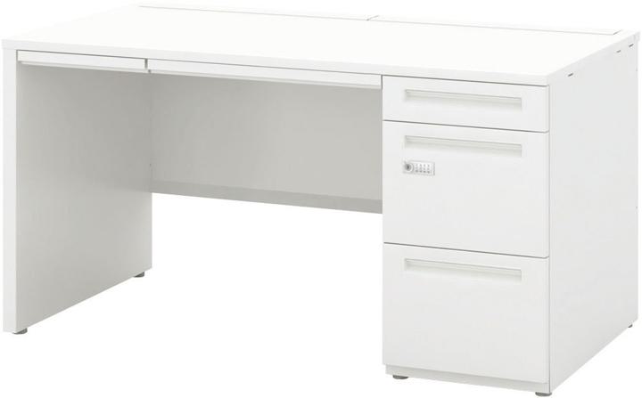 ウチダ パネル脚 片袖デスク 5-111-232 【ケースウェイ】【ダイヤル錠】【A4-3段（ロング引出し）】【幅1200×奥行700×高さ720mm】【本体：オフホワイト】【天板：4色】