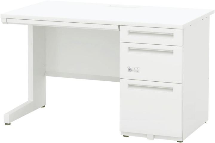 ウチダ 片袖デスク 5-110-621 【コードホール】【ダイヤル錠】【B4-3段（標準引出し）】【幅1600×奥行700×高さ720mm】【本体：オフホワイト】【天板：4色】