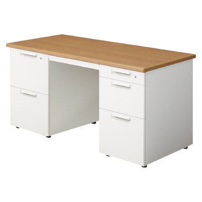 プラス 両袖机 LE-146D-32 【B4-2段×B4-3段】【幅1400×奥行600×高さ700mm】【カラー：4種類】